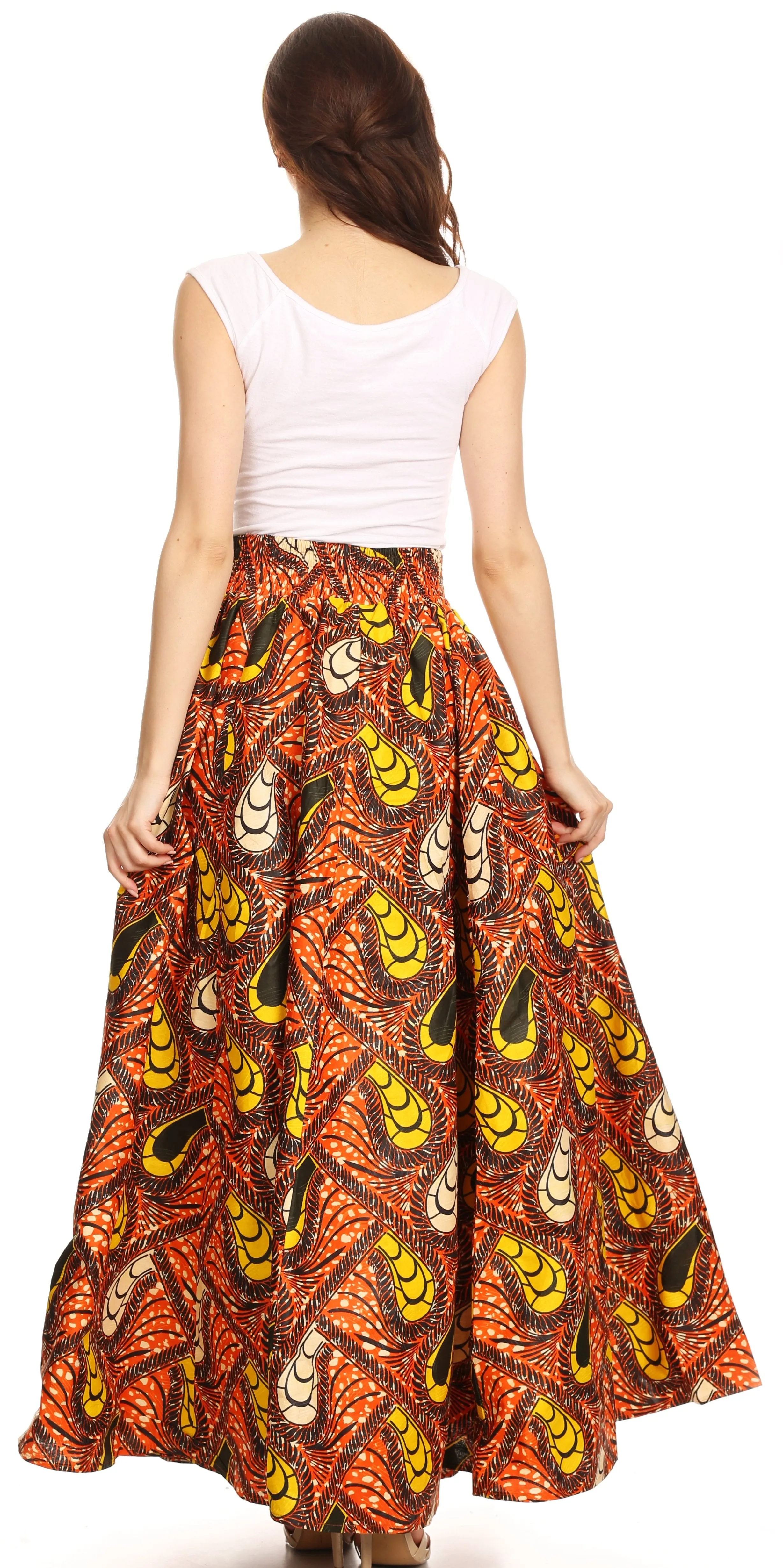 Sakkas Asma Convertible Traditional Wax Print Adjustable Strap Maxi Skirt | Dress