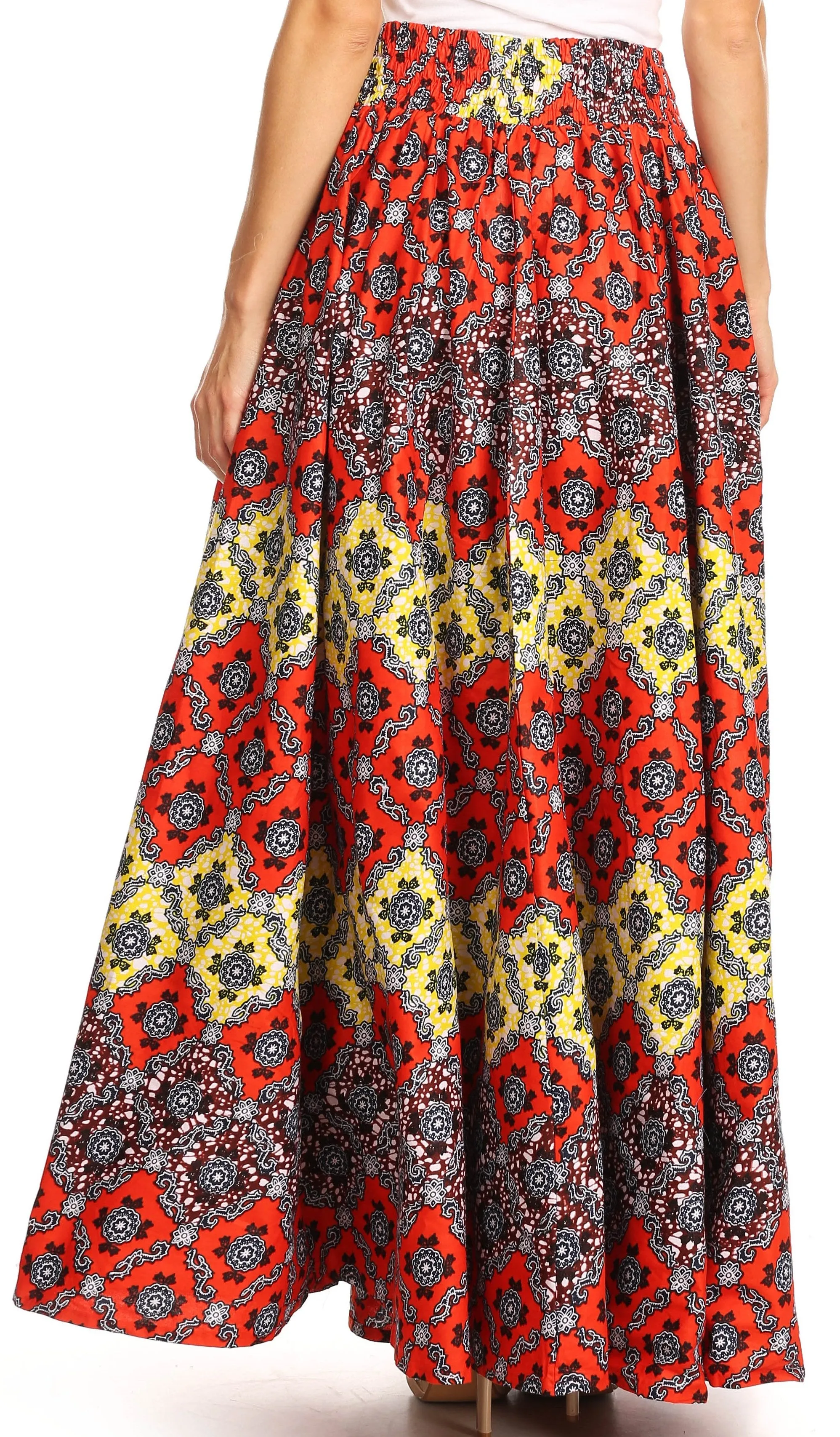 Sakkas Asma Convertible Traditional Wax Print Adjustable Strap Maxi Skirt | Dress