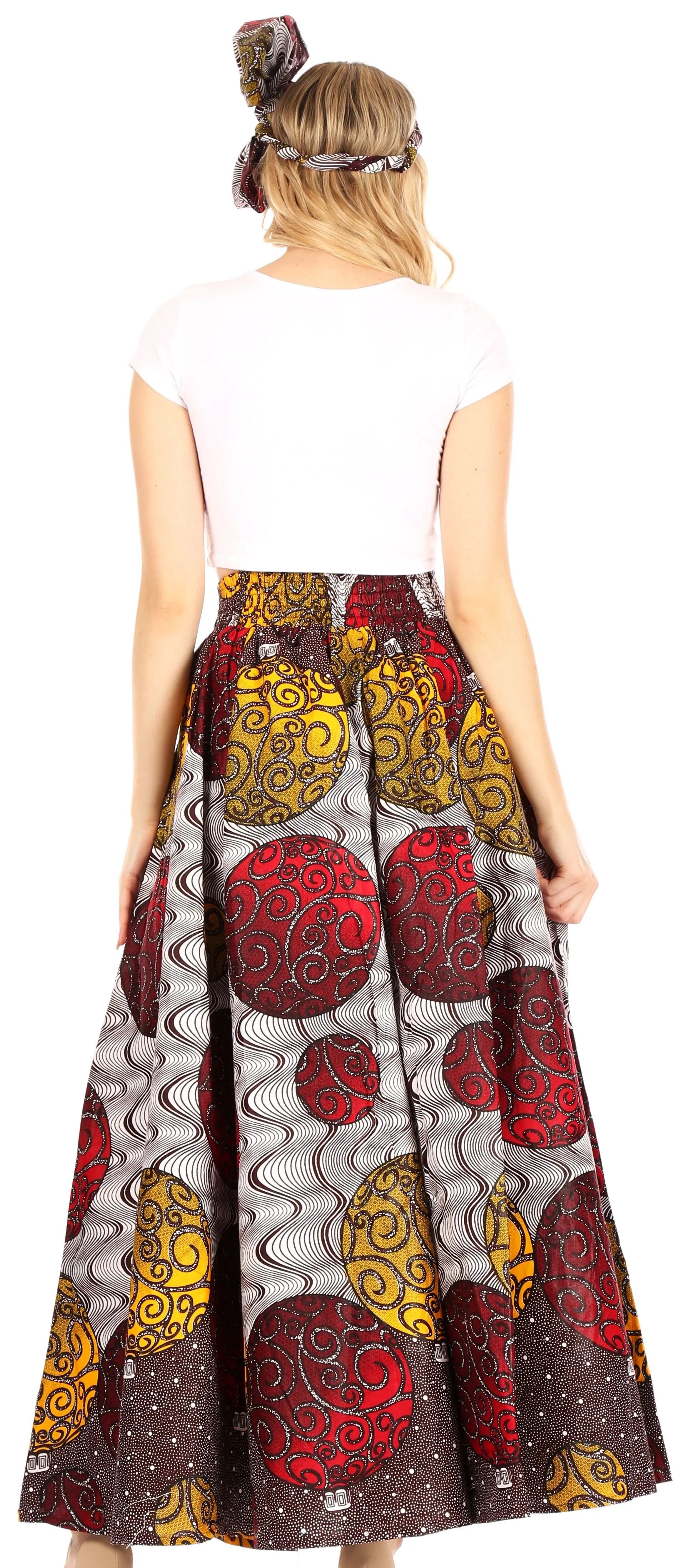 Sakkas Asma Convertible Traditional Wax Print Adjustable Strap Maxi Skirt | Dress