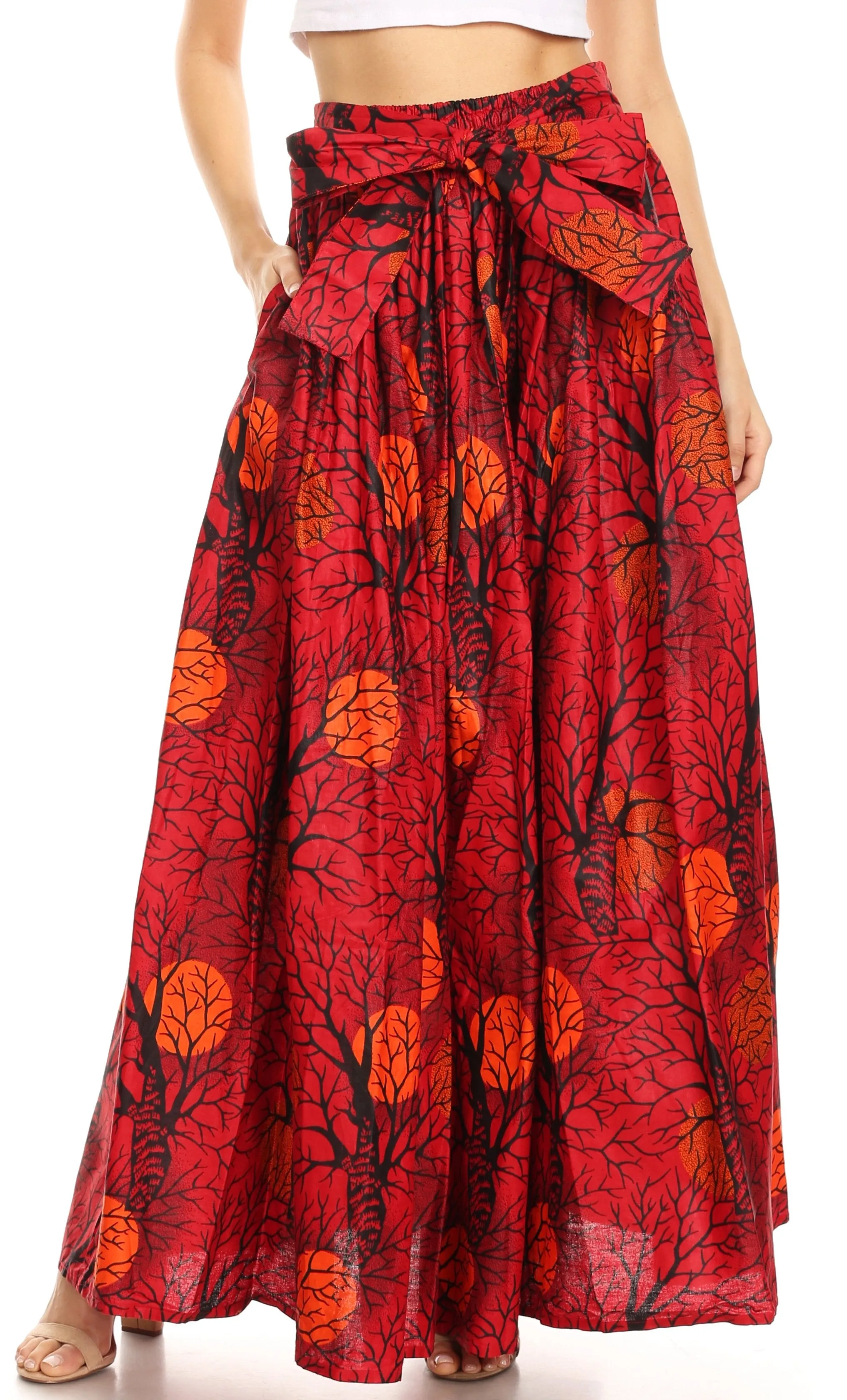 Sakkas Asma Convertible Traditional Wax Print Adjustable Strap Maxi Skirt | Dress