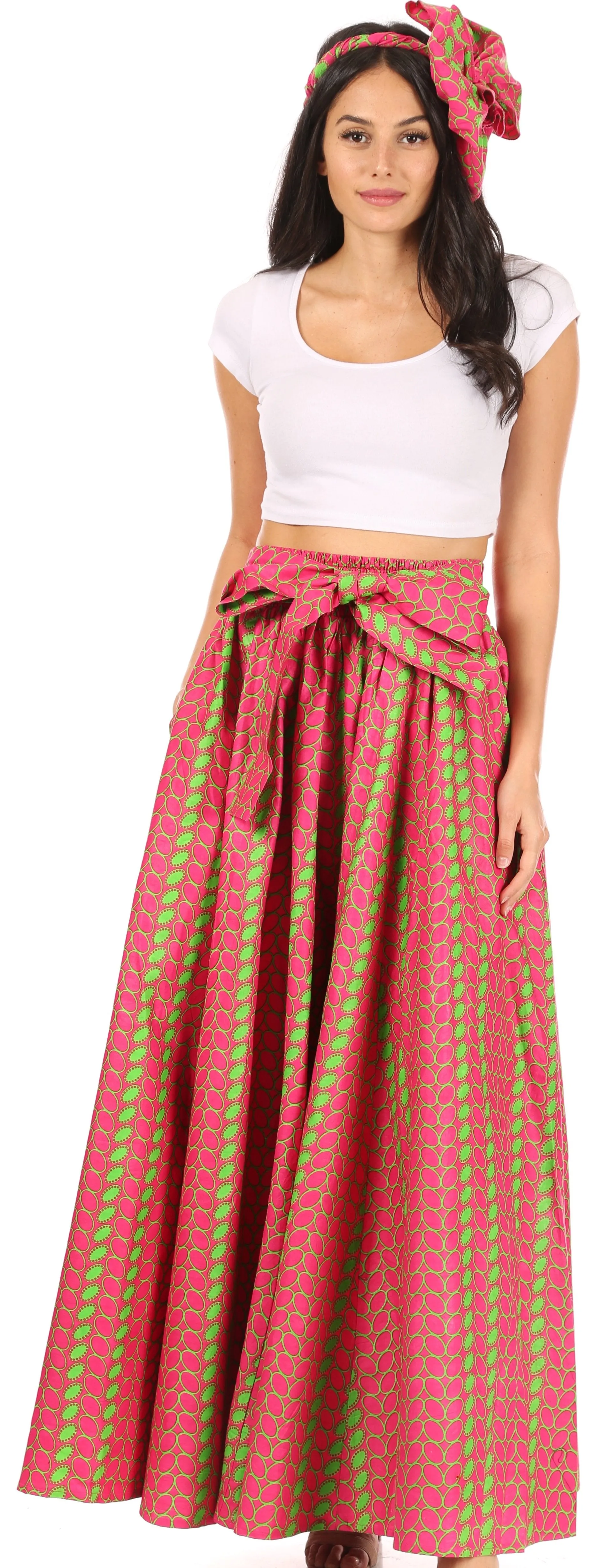 Sakkas Asma Convertible Traditional Wax Print Adjustable Strap Maxi Skirt | Dress