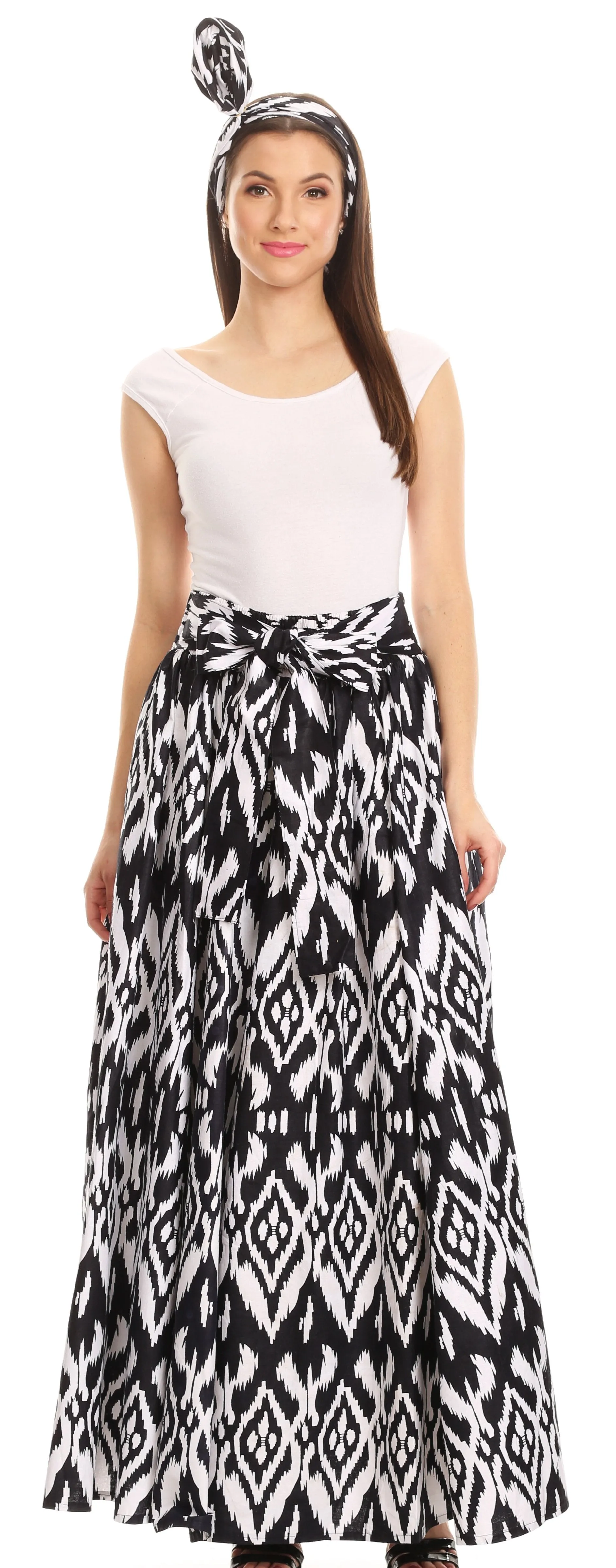 Sakkas Asma Convertible Traditional Wax Print Adjustable Strap Maxi Skirt | Dress