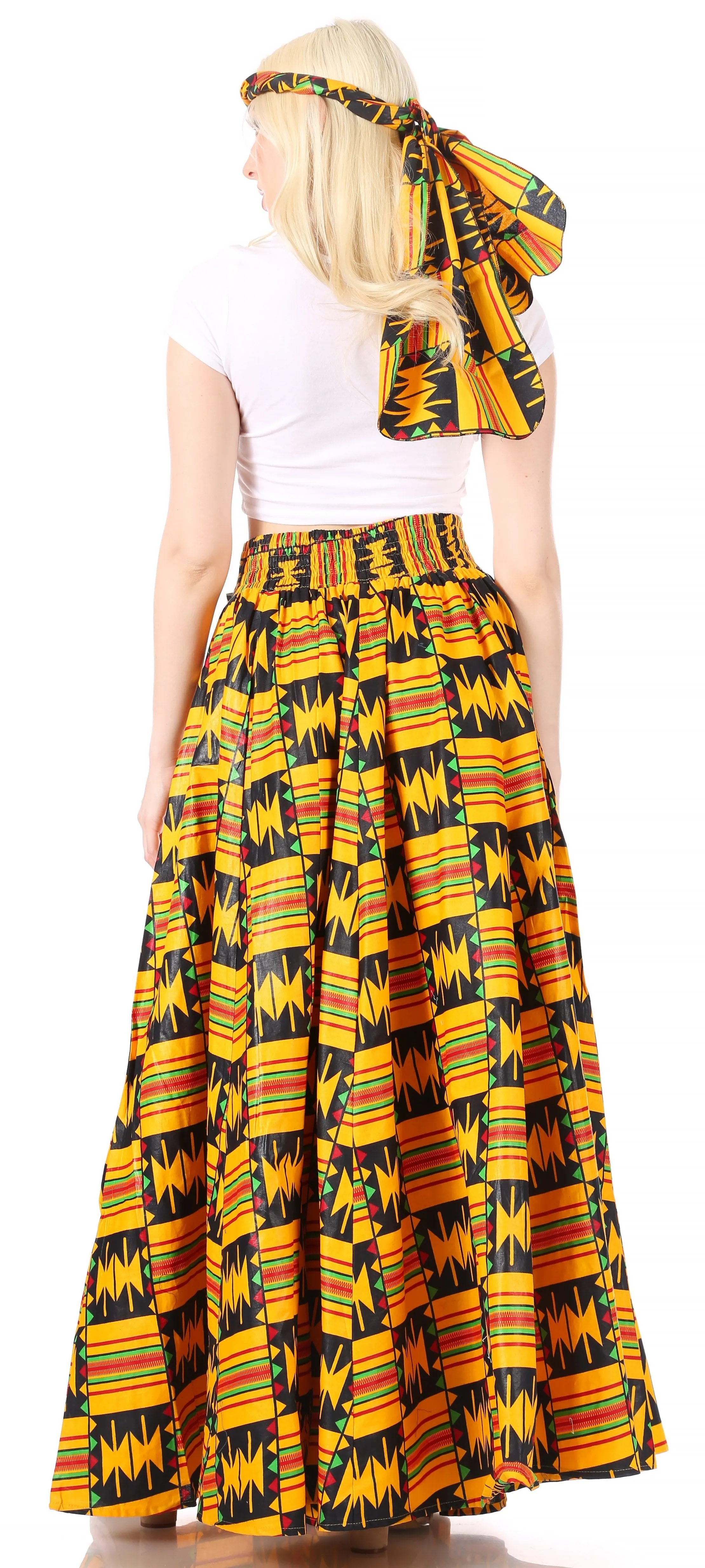 Sakkas Asma Convertible Traditional Wax Print Adjustable Strap Maxi Skirt | Dress