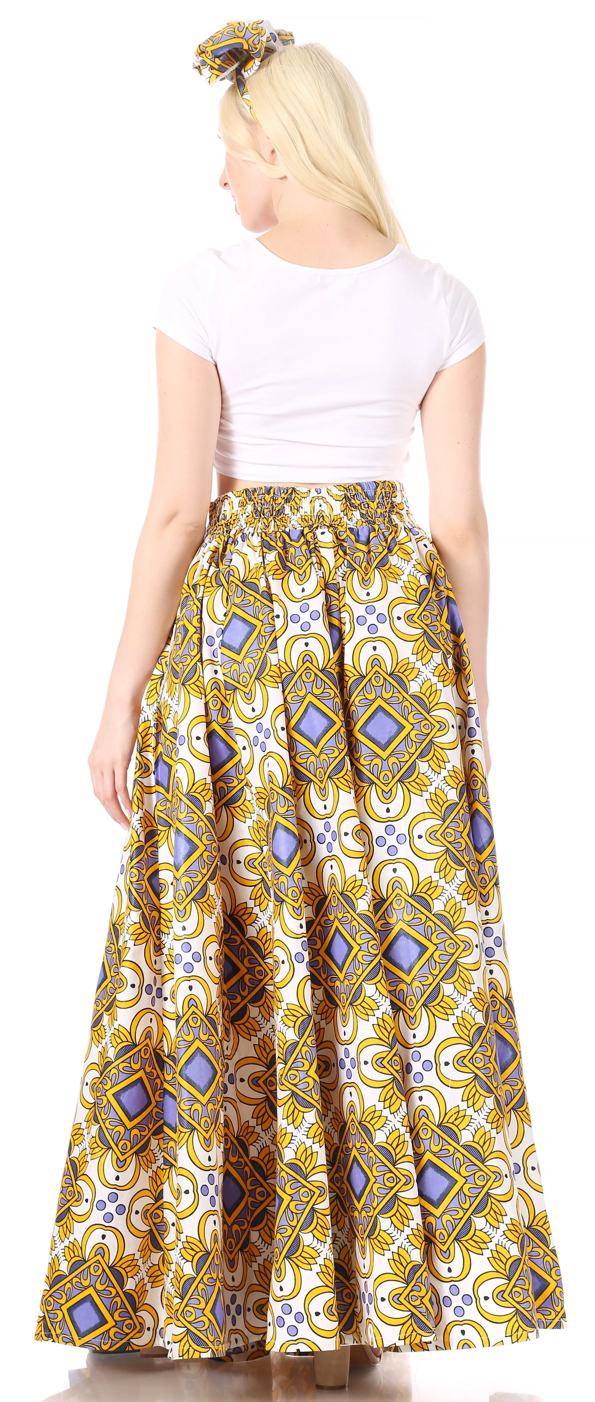 Sakkas Asma Convertible Traditional Wax Print Adjustable Strap Maxi Skirt | Dress