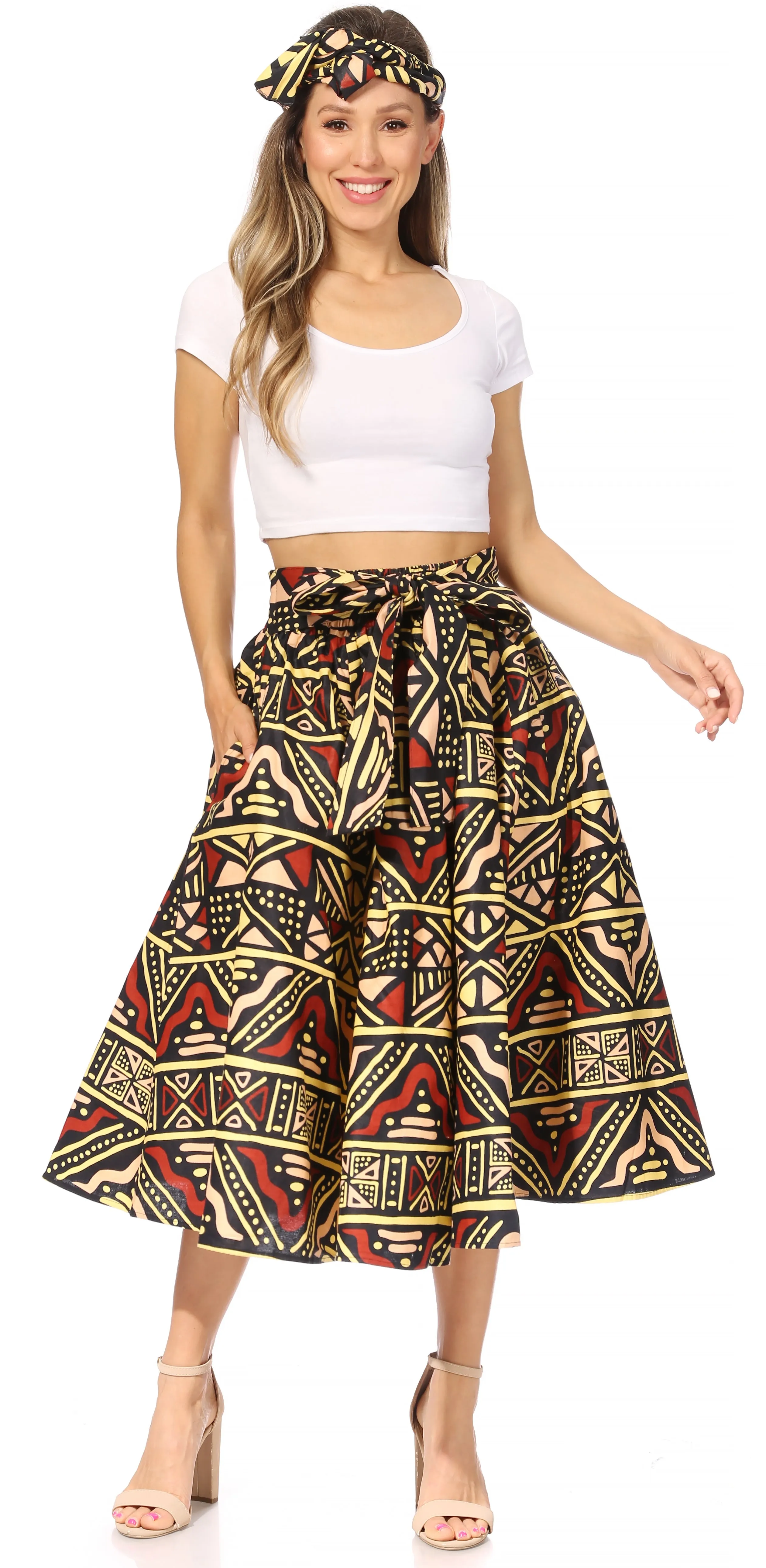 Sakkas Second African Dutch Ankara Wax Print Full Circle Skirt