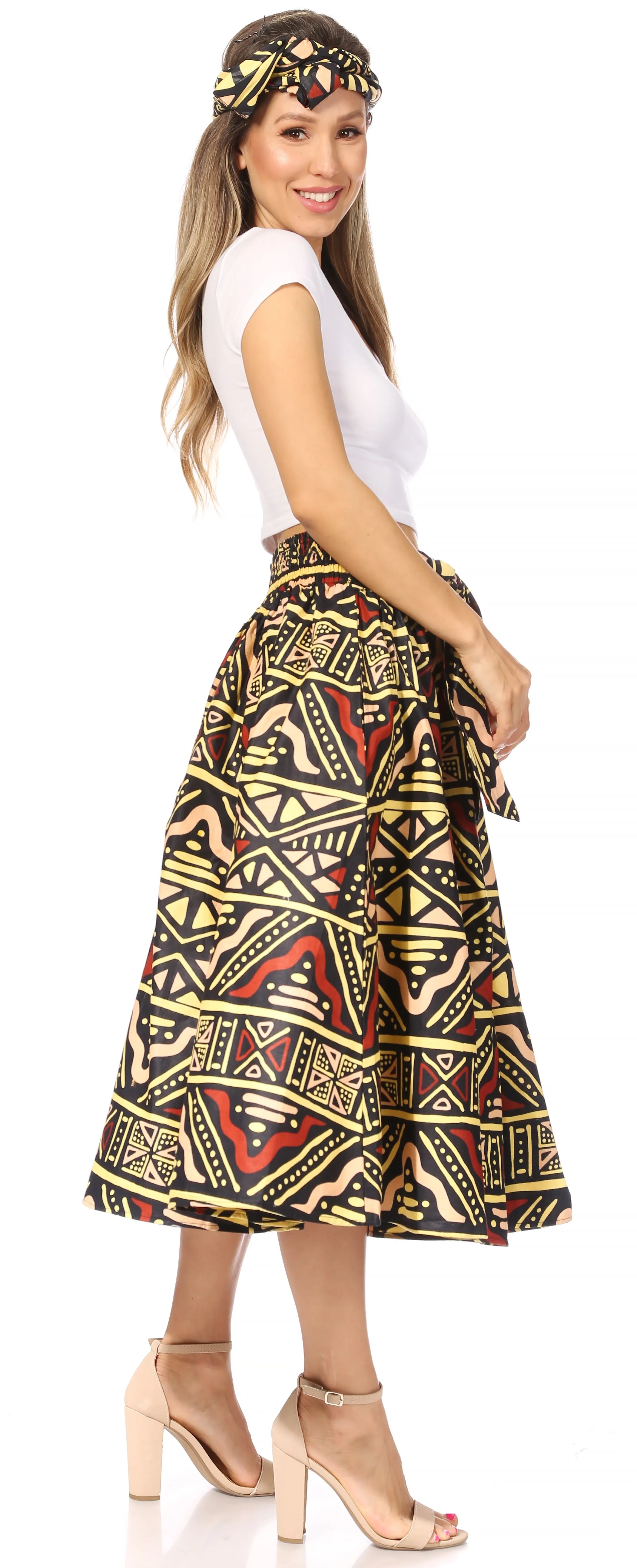 Sakkas Second African Dutch Ankara Wax Print Full Circle Skirt