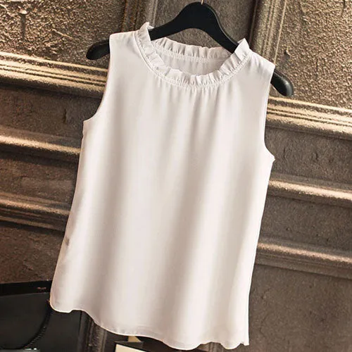 Sleeveless Chemise Femme Chiffon Blouse Shirt Women Spring 2017 White Black Tops Feminine Clothes For Women Female Tataria