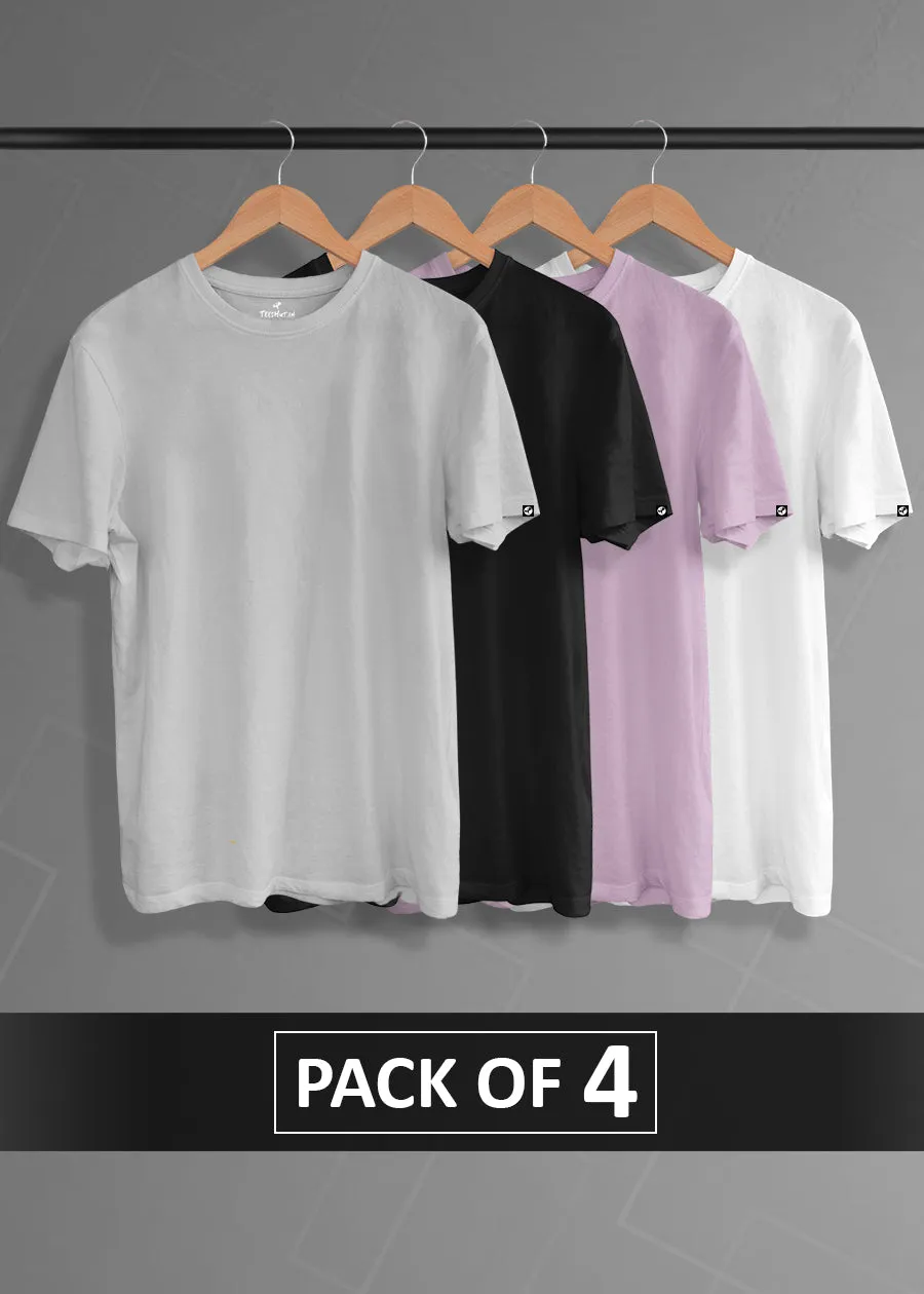 Solid Half Sleeve T-Shirt Men Combo - Pack of 4