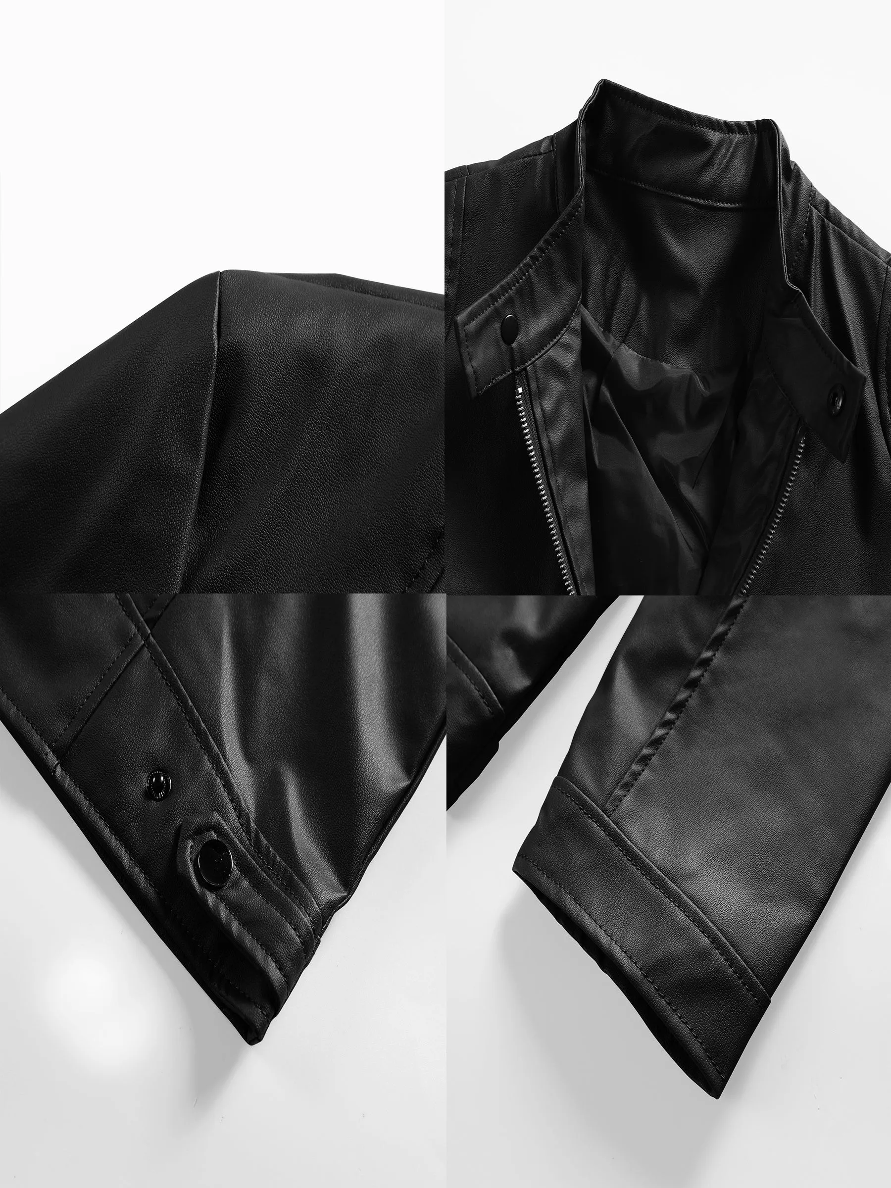 Stylish Mens ZipUp PU Leather Jacket for SpringFall