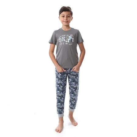 Summer Pajamas For Boys, Printed Pants - Blue