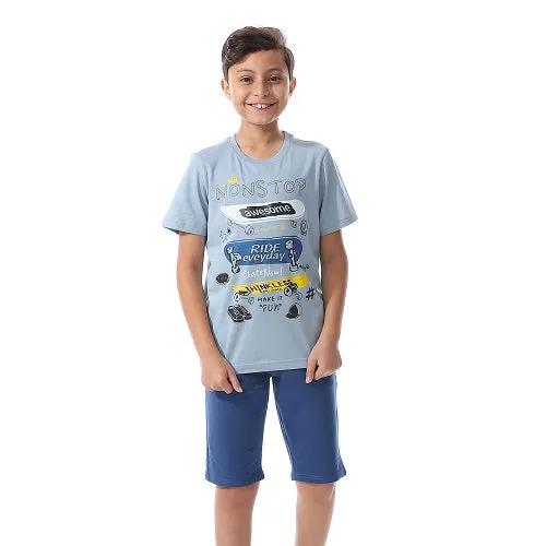 Summer Pajamas For Boys Shorts and Half Sleeves - Indigo