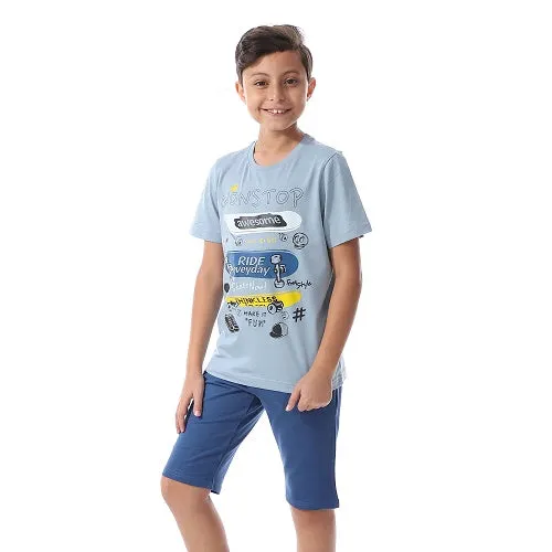 Summer Pajamas For Boys Shorts and Half Sleeves - Indigo