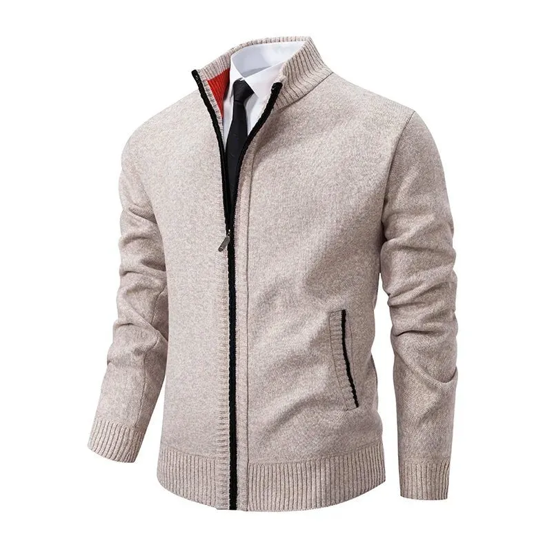 Top Quality Men's Full Zip Cardigan Fleece Sweater Big and Tall Clothes Casual Jumper Cardigans Coats