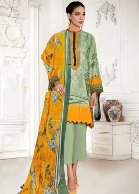 Unstitched Printed Green salwar kameez Cotton Dress Material