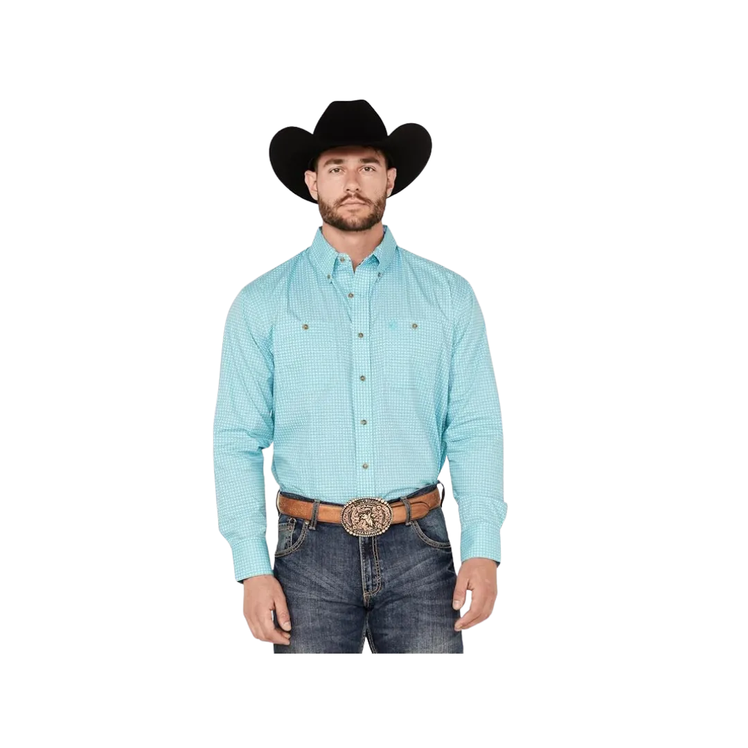 Wrangler Men's George Strait Long Sleeve Button Down Turquoise Shirt