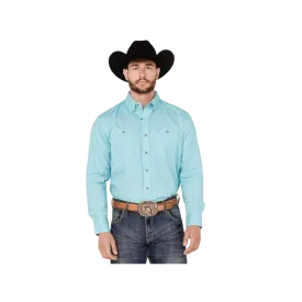 Wrangler Men's George Strait Long Sleeve Button Down Turquoise Shirt