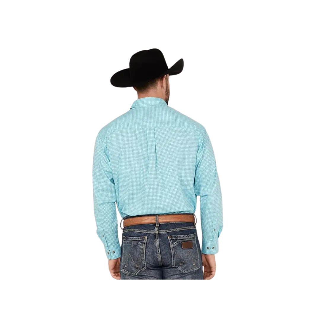 Wrangler Men's George Strait Long Sleeve Button Down Turquoise Shirt